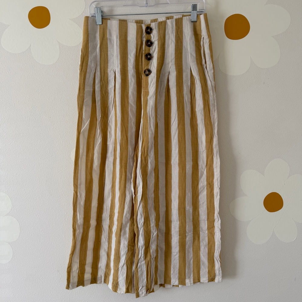 Roolee Striped Wide Leg Pants in Mustard and White